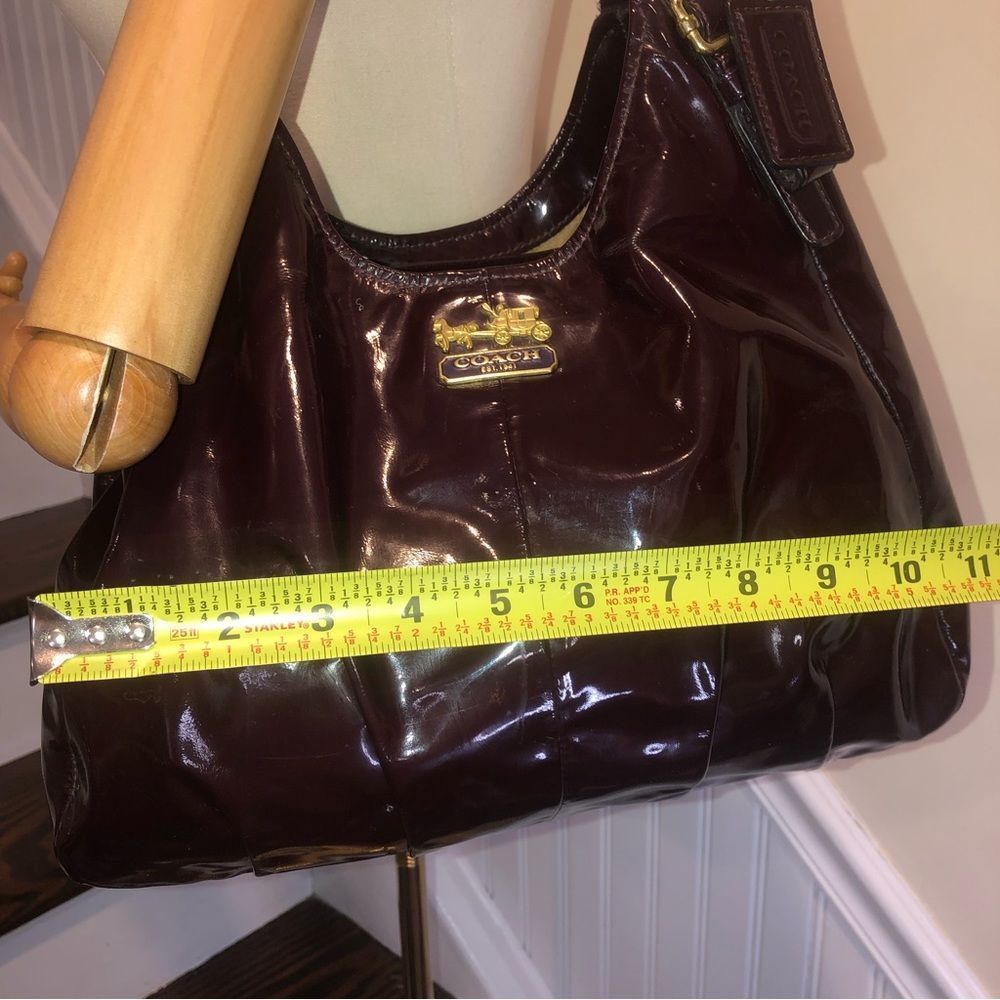 COACH Madison Purple Patent Leather Madison Paige Triple Section Shoulder Bag - Picture 9 of 17